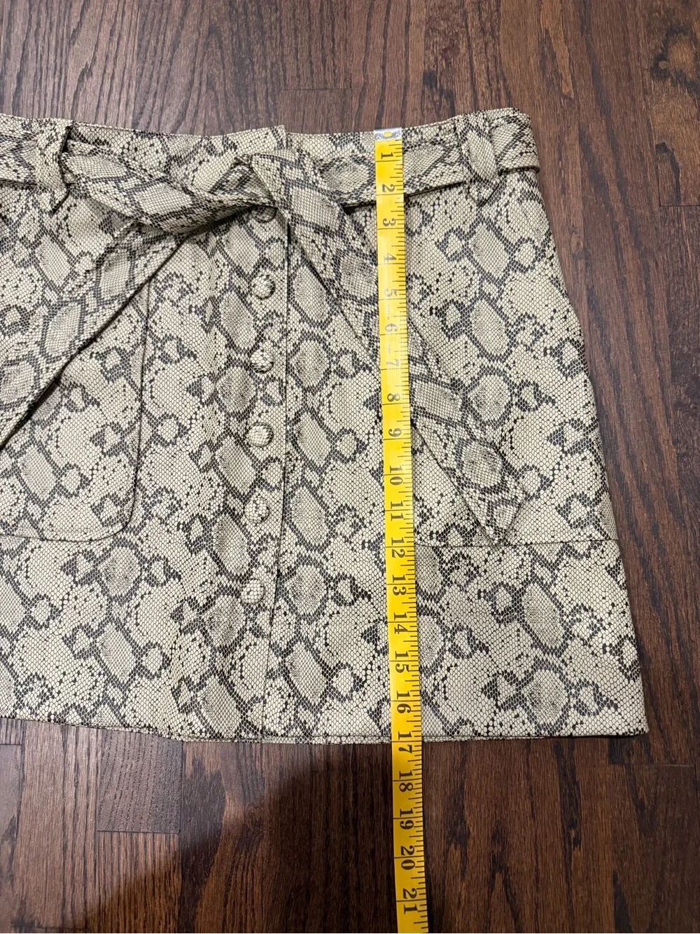 Topshop Beige Snake Print Tie-Waist Mini Skirt